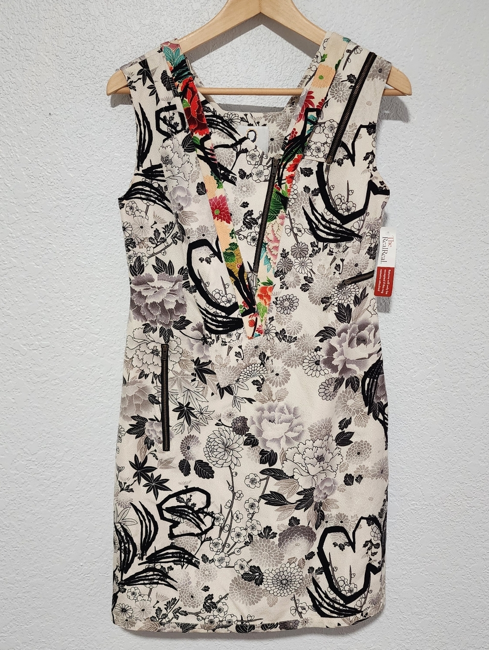 Mayle Sleeveless Shift Midi Floral 100% Silk Dress Size 4 (Small) Edgy Luxury